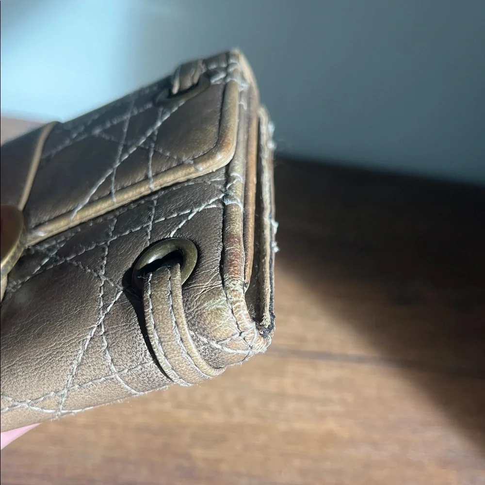 Christian Dior Tan Quilted Leather Wallet